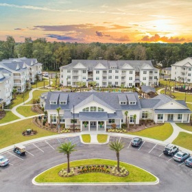 an aerial view of an apartment complex