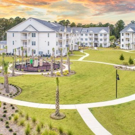 an aerial view of an apartment complex