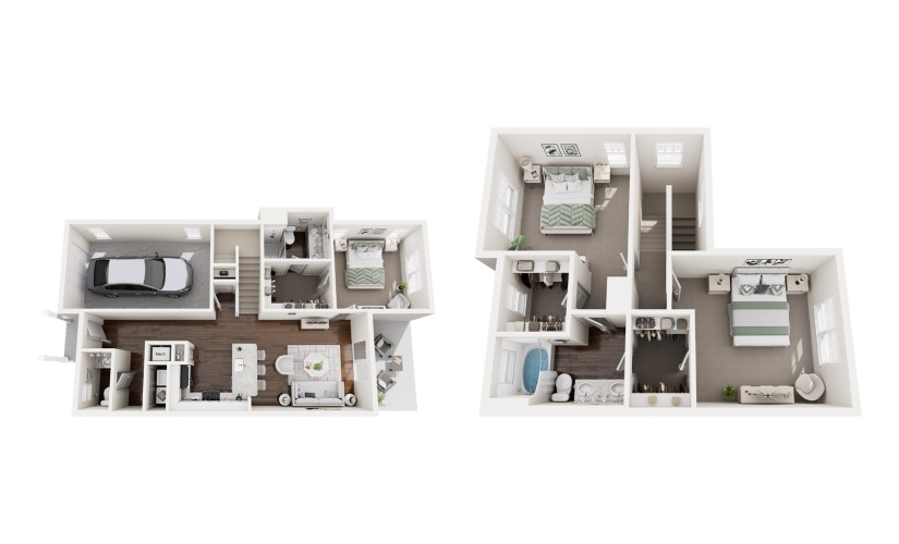 TH1 - 3 bedroom floorplan layout with 2.5 bathrooms and 1487 square feet