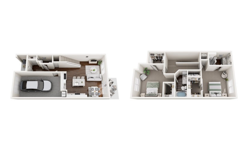 TH2 - 2 bedroom floorplan layout with 2.5 bathrooms and 1294 square feet