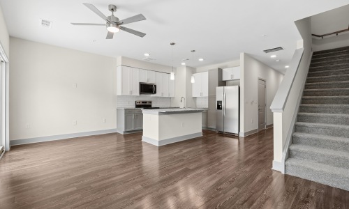 Living space of two-story townhomes